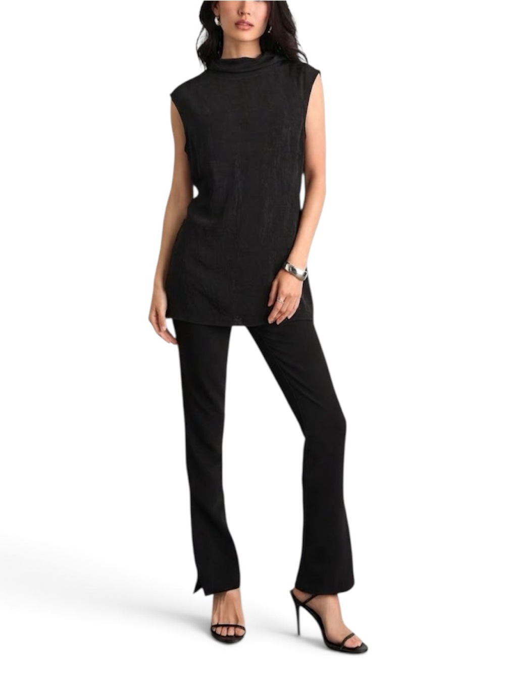 Chico's Travelers Black Sleeveless Cowl Neck Top